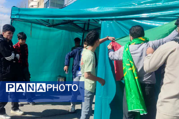 برپایی موکب پذیرایی از تجمع کنندگان جشن پیروزی فلسطین