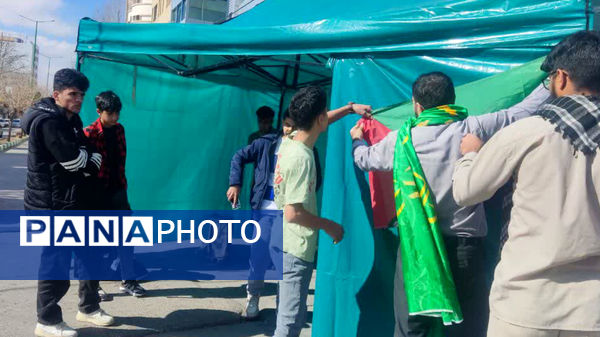 برپایی موکب پذیرایی از تجمع کنندگان جشن پیروزی فلسطین