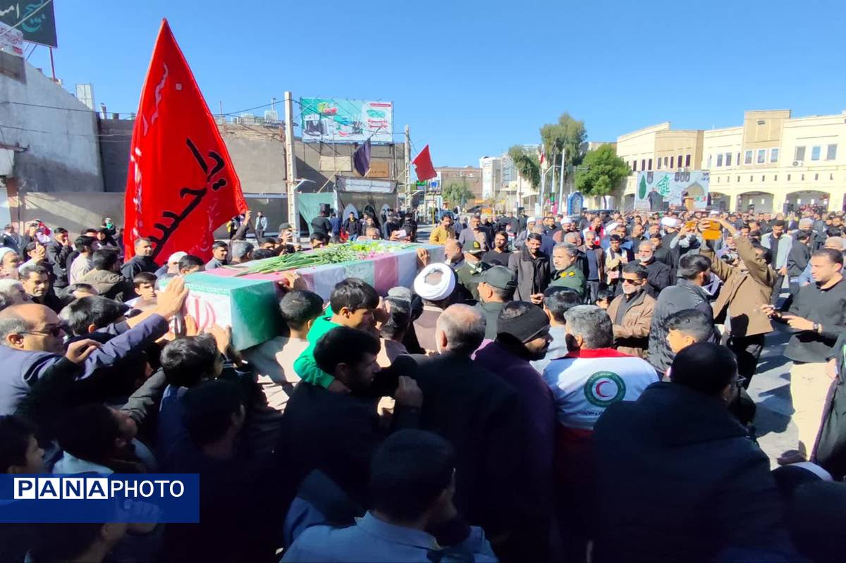 تشییع پیکر مطهر شهید گمنام در شهرستان دارالصابرین بم 