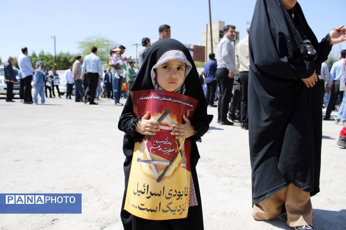 حضور چشمگیر کودکان گچساران در راهپیمایی روز قدس