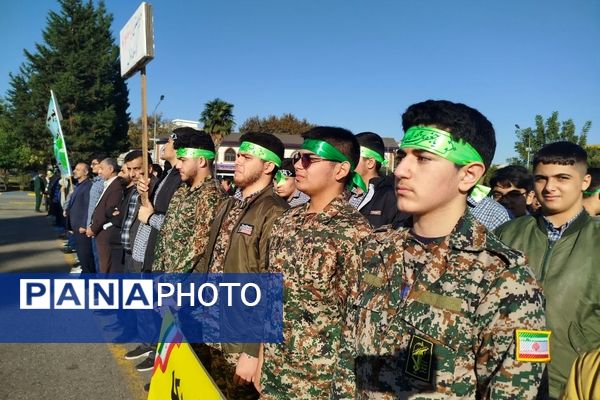 برگزاری صبحگاه مشترک دانش‌آموزی شهرستان هزار سنگر آمل 