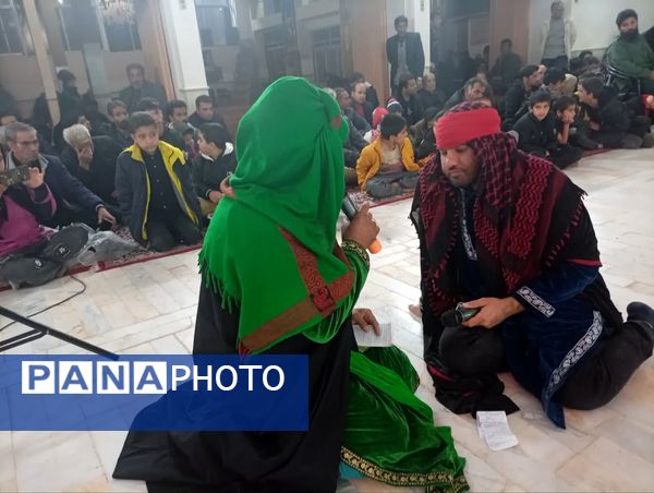 اجرای نمایش و شبیه خوانی دهه فاطمیه در تکیه ابوالفضلی روستای فدافن