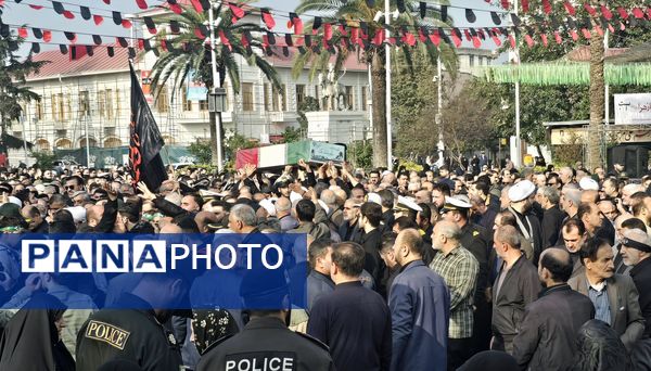 مراسم تشییع پیکر هفت شهید گمنام در رشت