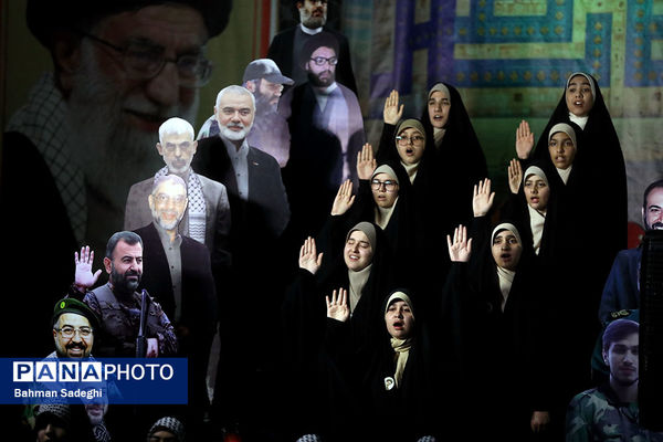مراسم گرامیداشت شهید سیدحسن نصرالله همزمان با تشییع شهدا در لبنان - تهران
