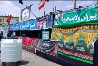 برپایی موکب‌های پیروان ولایت و حوزه شهید سمیه قروه برای خدمت‌رسانی به زائران کربلا