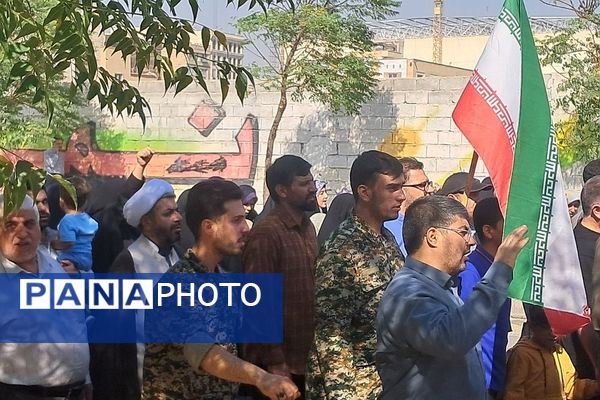 همبستگی مردم ولایتمدار نسیم‌شهر در راهپیمایی علیه رژیم صهیونیستی