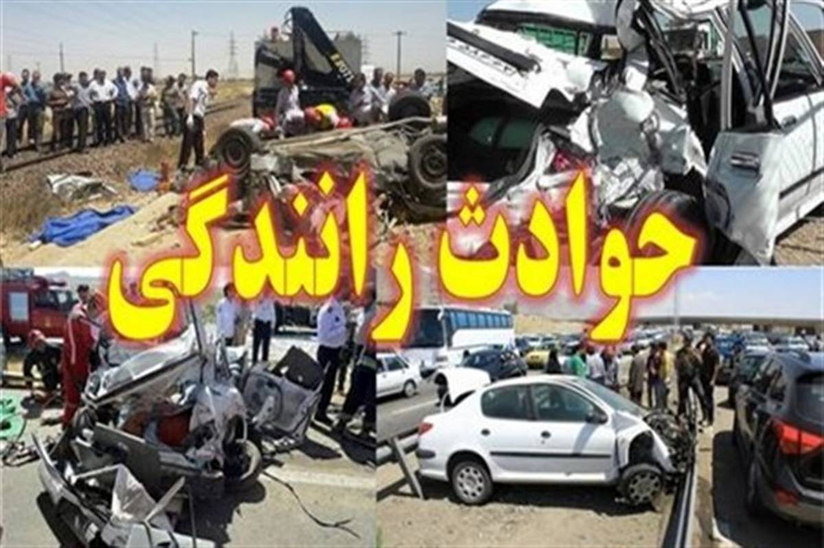 ۸ مجروح بر اثر تصادف مینی‌بوس با تیر برق