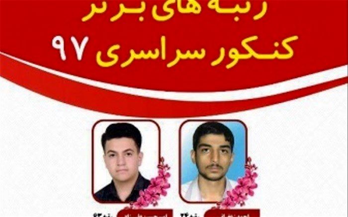 کسب رتبه های برتر کنکور 97 توسط دانش آموزان مدارس سمپادشهرری
