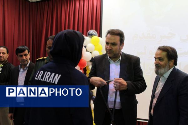 مراسم استقبال مهناز حسن زاده ورزشکار نیشابوری مسابقات کاتای کاراته المپیک ۲۰۲۵ ناشنوایان