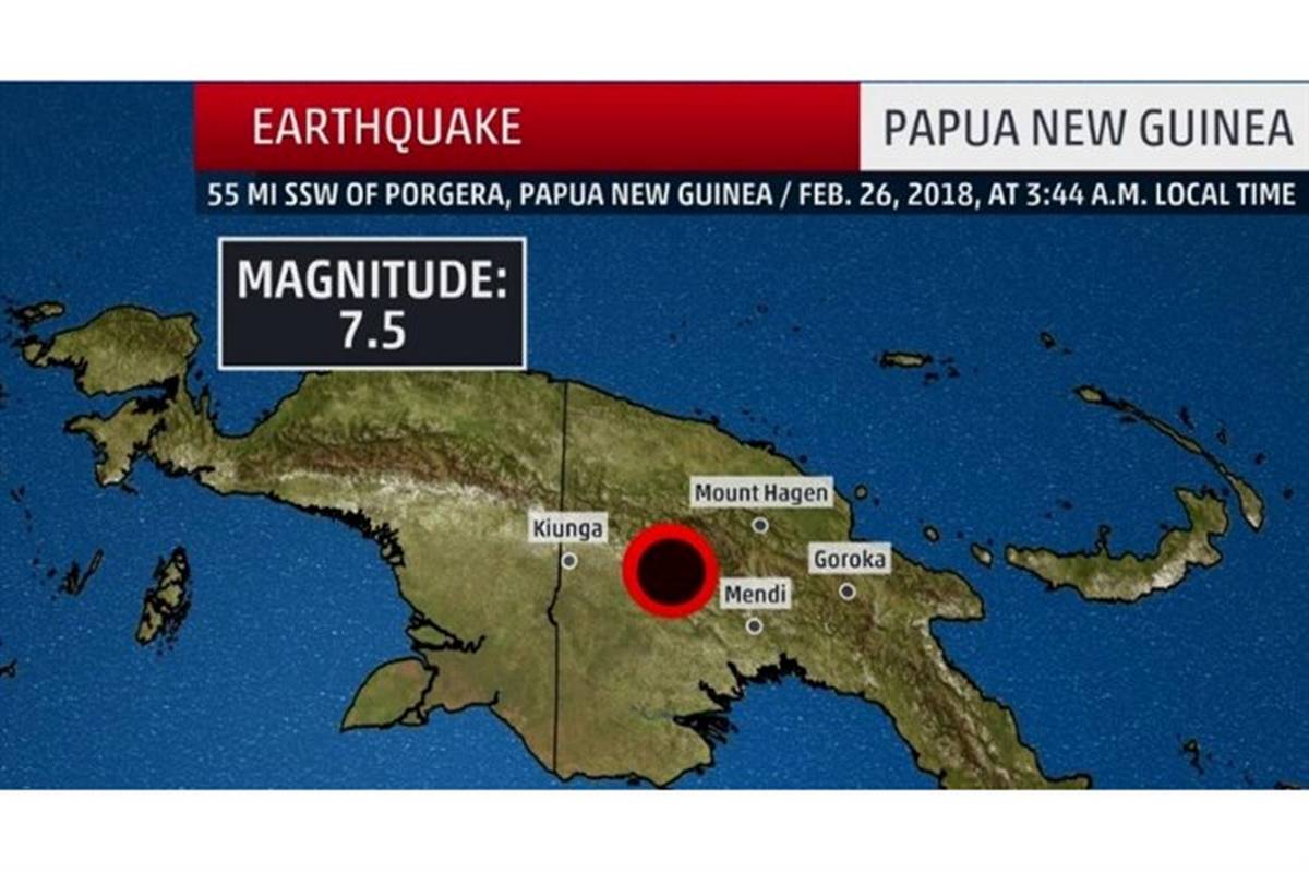 زلزله 7.5 ریشتری در پاپوا گینه نو