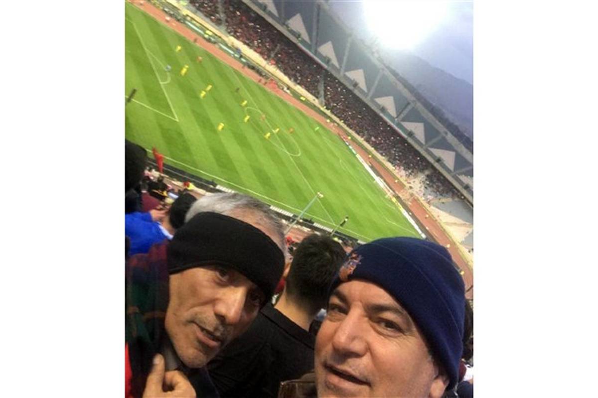 تصویر/ حضور طاهری و ترکاشوند با ظاهری عجیب در ورزشگاه آزادی