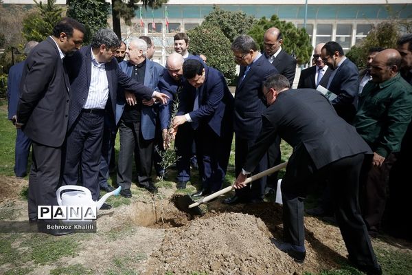 کاشت یک اصله نهال توسط رئیس مجلس در روز درختکاری