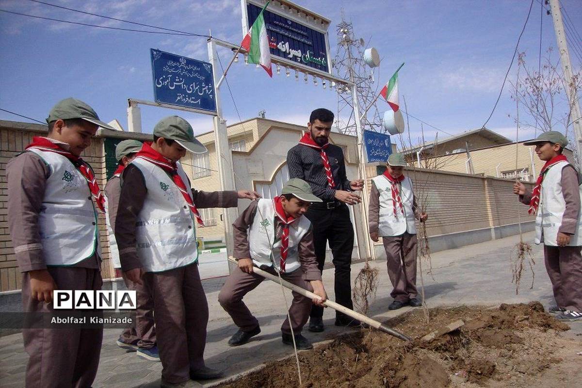 کاشت  نهال در مدرسه شاهد پسرانه  شهرستان بشرویه