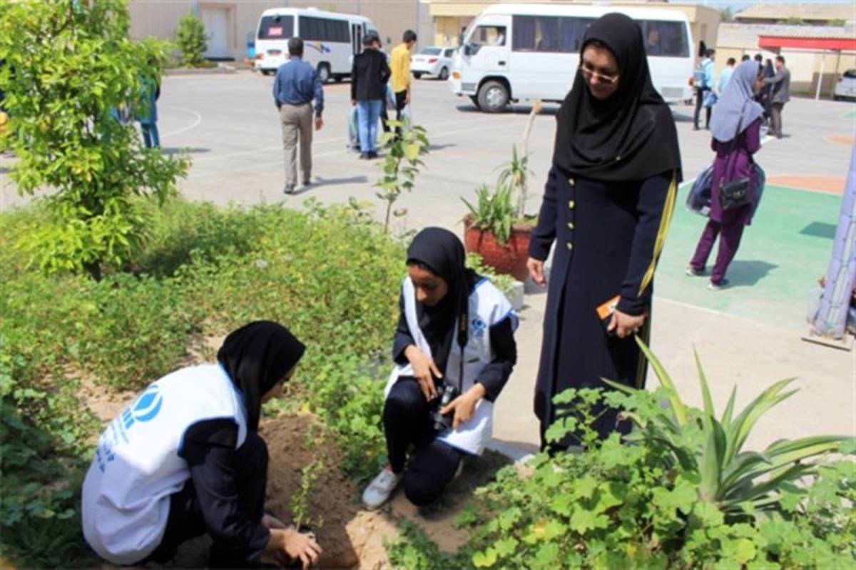 کاشت نهال در دبیرستان دخترانه فرزانگان بوشهر