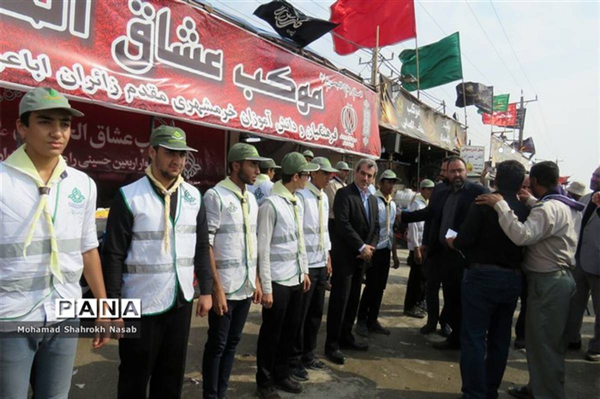 برپایی موکب سازمان دانش‌آموزی خوزستان در مرز شلمچه