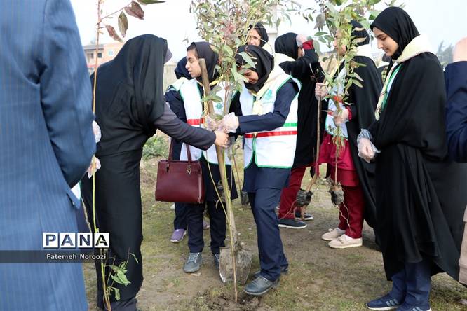 حضور دانش‌آموزان پیشتاز جویبار در آیین درختکاری