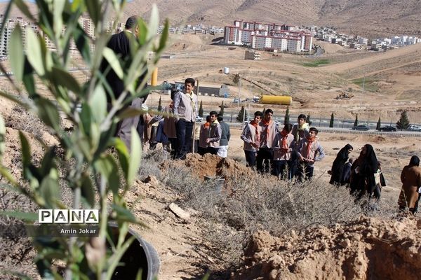 درختکاری دانش‌آموزان پیشتاز در بیمارستان پیوند اعضاء شیراز