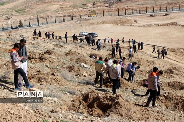 درختکاری دانش‌آموزان پیشتاز در بیمارستان پیوند اعضاء شیراز