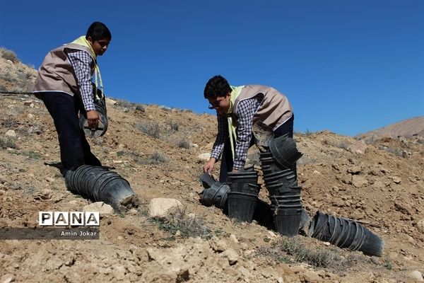 درختکاری دانش‌آموزان پیشتاز در بیمارستان پیوند اعضاء شیراز