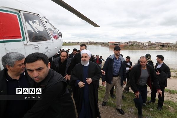 بازدید رئیس جمهوری از مناطق سیل زده  استان گلستان