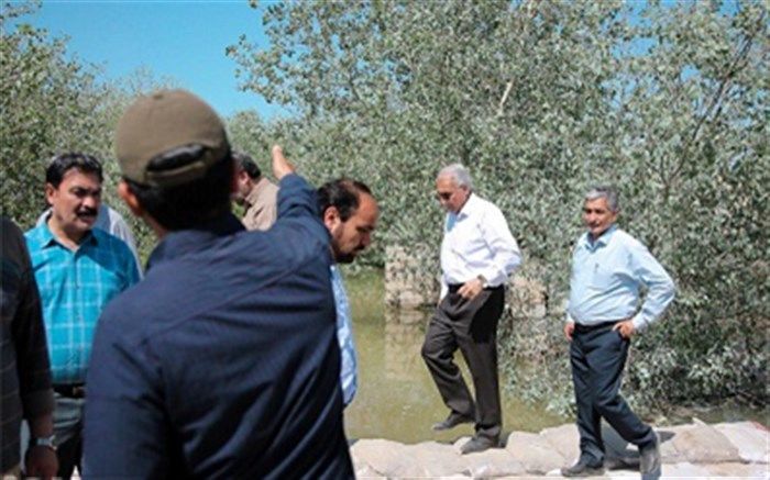 شروع استحکام بخشی و ایجاد سیل بند در مناطق پرخطر و تحت خطر آبگرفتگی اهواز توسط نیروهای اصفهانی