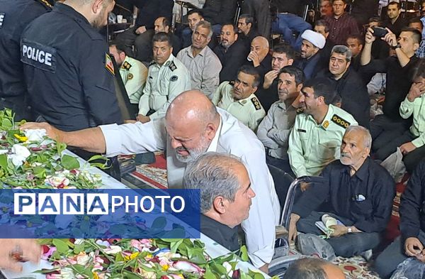 مراسم وداع با شهید امنیت هادی میرآبادی در مسجد جامع شهرستان نیشابور 