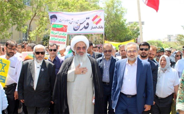 راهپیمایی روز جهانی قدس همزمان با سراسر کشور دربوشهر  برگزار شد