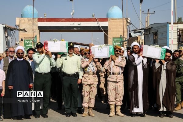 بازگشت پیکر پاک 44تن از شهدای جنگ تحمیلی از مرز شلمچه به میهن