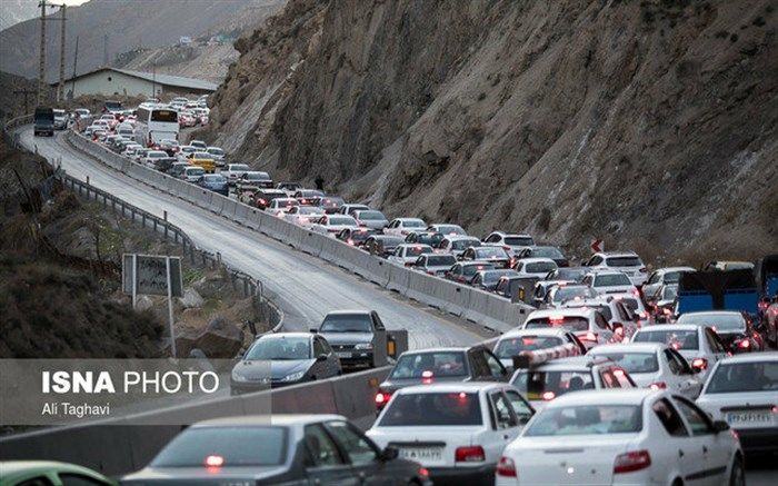 ترافیک سنگین در جاده کرج چالوس