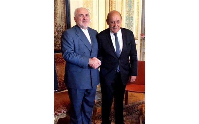 ظریف با وزیر امور خارجه فرانسه دیدار کرد + تصویر
