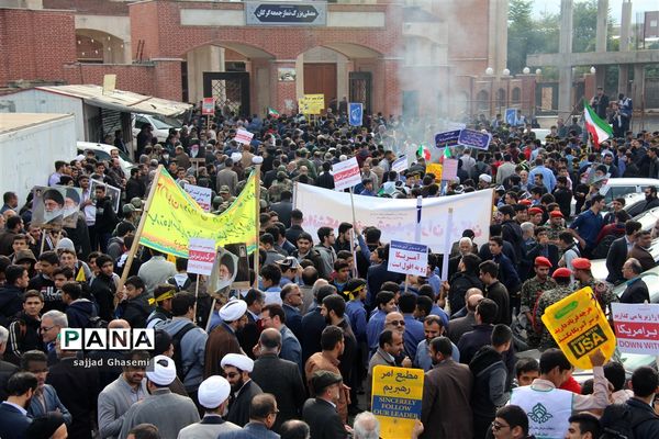 فریاد استکبار ستیزی دانش آموزان گلستانی در راهپیمایی 13 آبان
