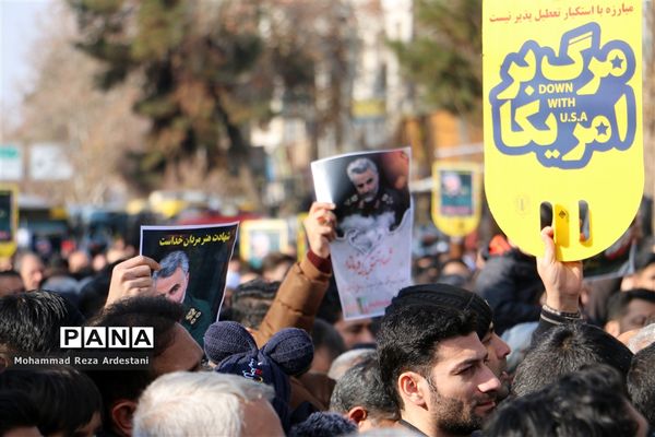 راهپیمایی ضد آمریکایی مردم ورامین به مناسبت  شهادت  سردار سلیمانی