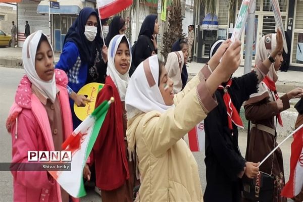 شکوه حضور مردم همیشه در صحنه شهرستان زهک در راهپیمایی ۲۲ بهمن