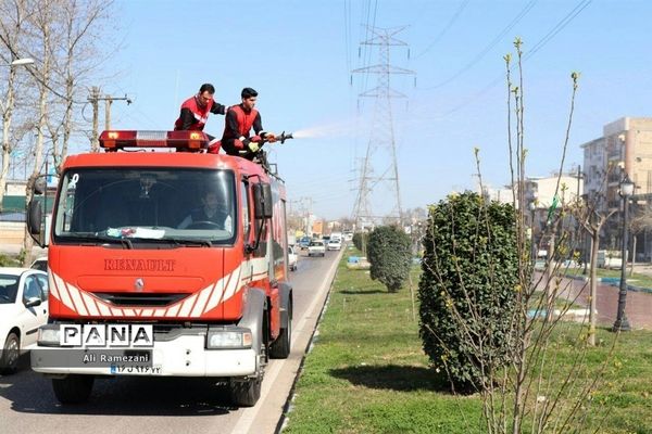 ضدعفونی معابر و اماکن شهری در قائم‌شهر