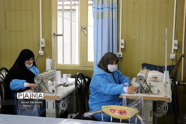 تولید ماسک در آموزشگاه ایثارگران ناحیه 4 مشهد