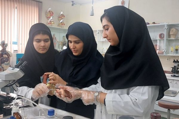  علم در دستان دانش‌آموزان شبستری تپید