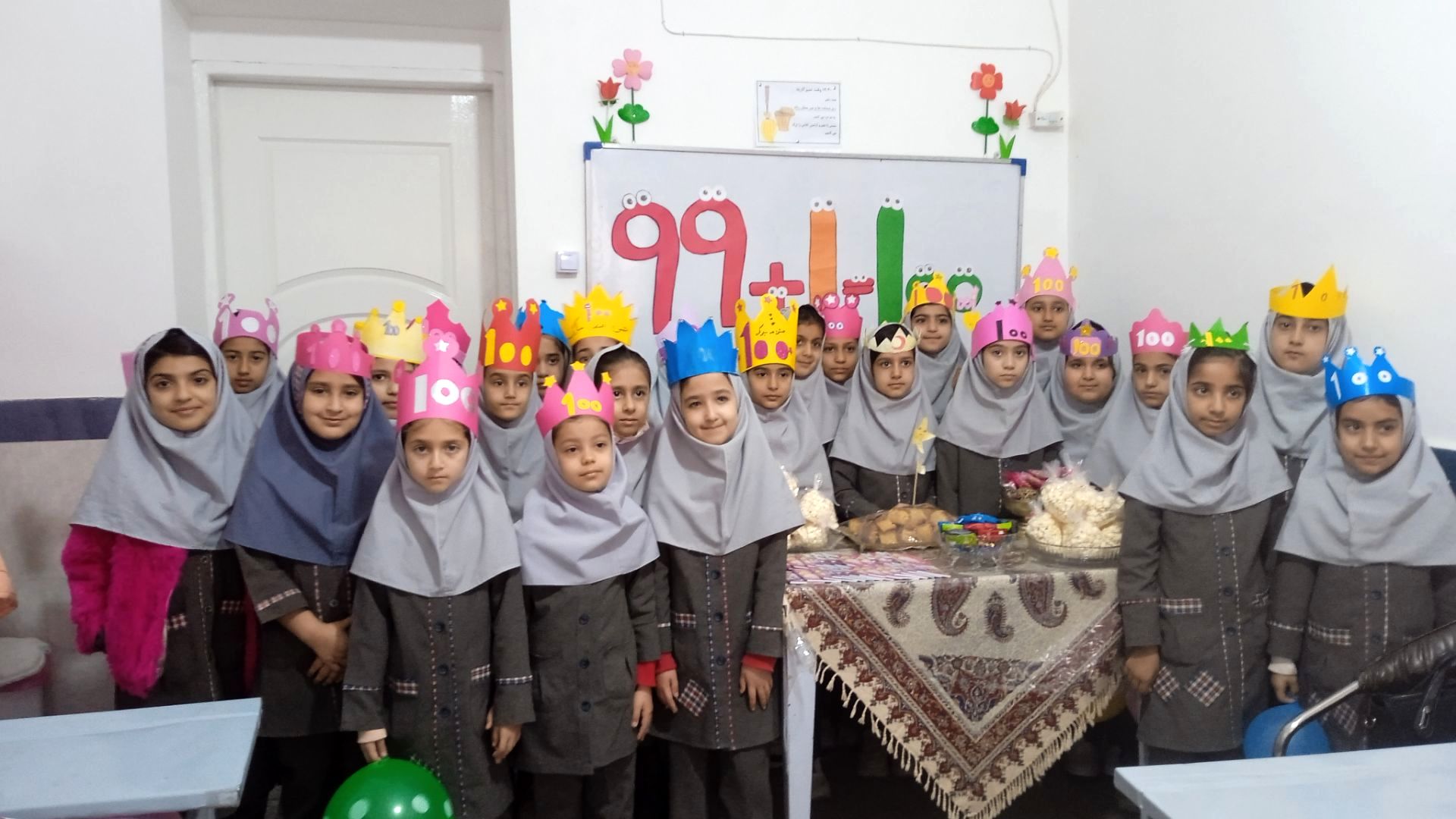 جشن صد نقطه‌ای شیرین در مسیر یادگیری کلاس دومی های شهید نجفی
