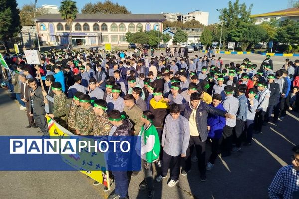 برگزاری صبحگاه مشترک دانش‌آموزی شهرستان هزار سنگر آمل 