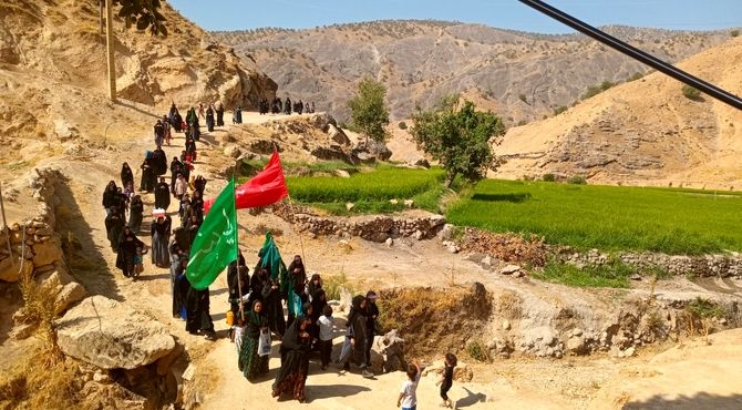 مراسم پیاده‌روی جاماندگان اربعین در روستای رفن 