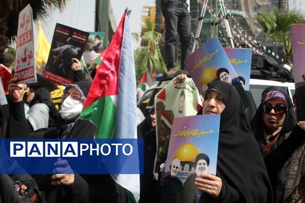 تجمع بزرگ دانش‌آموزان و فرهنگیان در حمایت از مردم مظلوم غزه و فلسطین