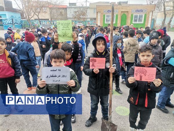 کاشت نهال در دبستان پسرانه مبین شیروان