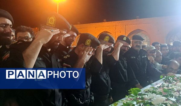 مراسم وداع با شهید امنیت هادی میرآبادی در مسجد جامع شهرستان نیشابور 
