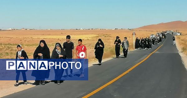 پیاده‌روی زائران جامانده ازحرم رضوی در شهرستان بام و صفی آباد