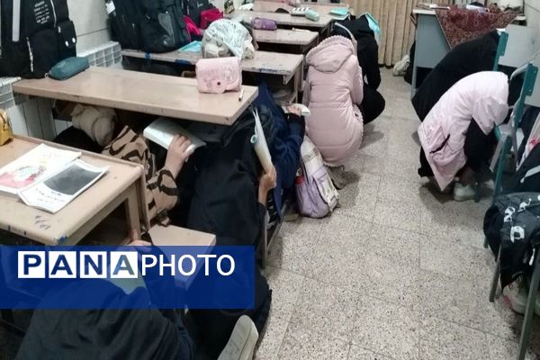 بیست و هفتمین مانور زلزله سراسری در دبیرستان شهید مجید دهنوی نیشابور 
