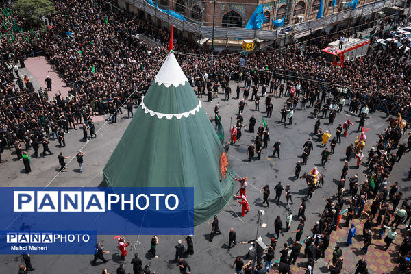 خیمه‌سوزان ظهر عاشورا در چهارراه گلوبندک تهران