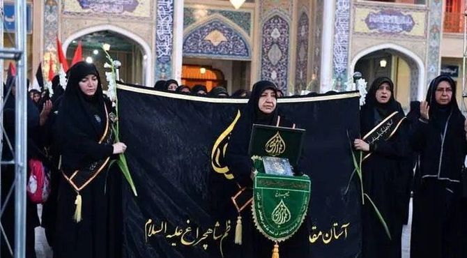 مراسم سوگواری بانوان شیرازی همنوایی با زنان طایفه بنی اسد در سومین حرم اهل‌بیت (ع) 

