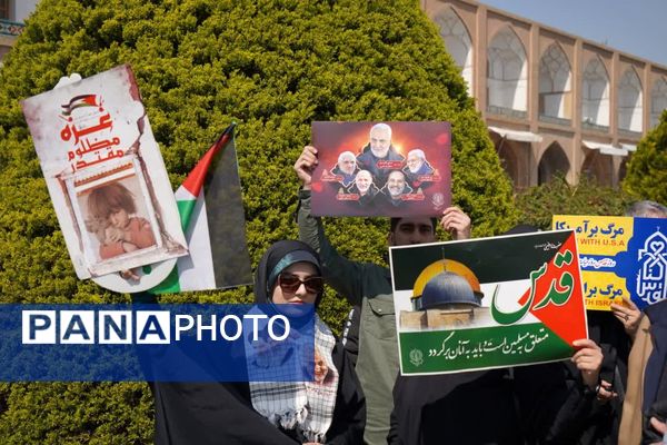 مردم غیور اصفهان در راهپیمایی روز قدس جنایات رژیم غاصب صهیونیستی را محکوم کردند