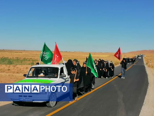 پیاده‌روی زائران جامانده ازحرم رضوی در شهرستان بام و صفی آباد