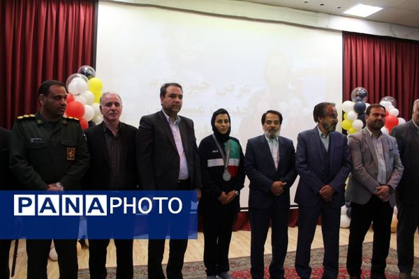 مراسم استقبال مهناز حسن زاده ورزشکار نیشابوری مسابقات کاتای کاراته المپیک ۲۰۲۵ ناشنوایان