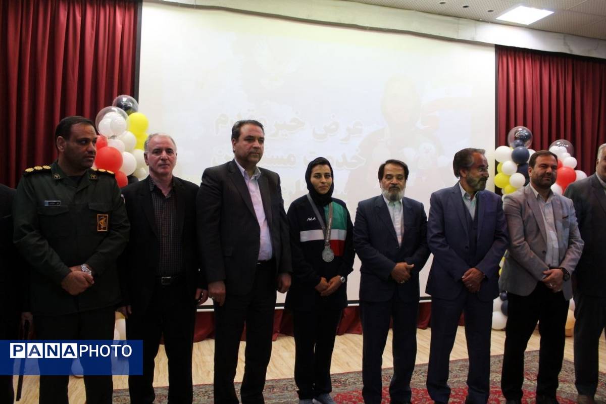 مراسم استقبال مهناز حسن زاده ورزشکار نیشابوری مسابقات کاتای کاراته المپیک ۲۰۲۵ ناشنوایان
